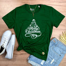 Camiseta Feminina Verde Árvore Merry Christmas