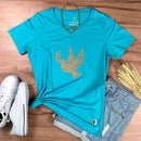 Camiseta Feminina Turquesa Pomba da Paz