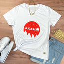 Camiseta Feminina Branca Papai Noel Trenó