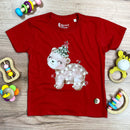 T-Shirt Infantil Vermelha Urso Brilhante