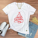 Camiseta Feminina Branca Árvore Merry Christmas