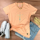 Camiseta Feminina Salmão Aplique Cruz Jesus