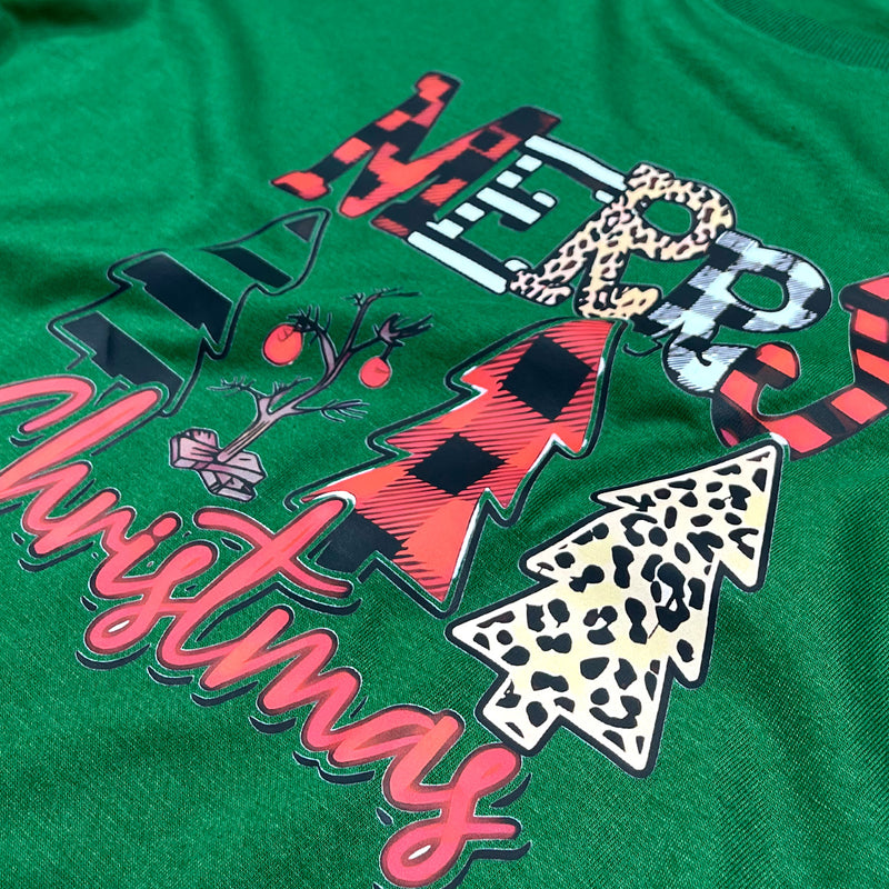 Camiseta Feminina Verde Merry Christmas Árvore
