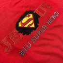 T-Shirt Infantil Vermelha Jesus Meu Super Herói