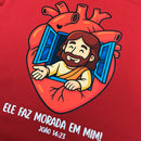 T-Shirt Infantil Vermelha Ele Faz Morada Em Mim!