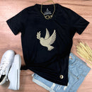 Camiseta Feminina Preta Pomba da Paz