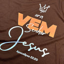 Camiseta Feminina Marrom Ora Vem Senhor Jesus