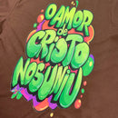 Oversized Marrom Full O Amor De Cristo Nos Uniu