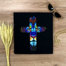 Camiseta Feminina Preta Cruz Leão Azul