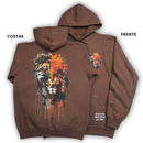 Moletom Canguru Com Capuz Marrom Dois Leões