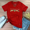 Camiseta Feminina Vermelha Toda Mudança Vem De Dentro Dourado