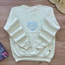 Moletom Off White Aplique Coração Jesus