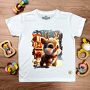 T-Shirt Infantil Branca Alce Baby Natal