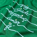 T-Shirt Infantil Verde Paz Saúde Esperança Coroa