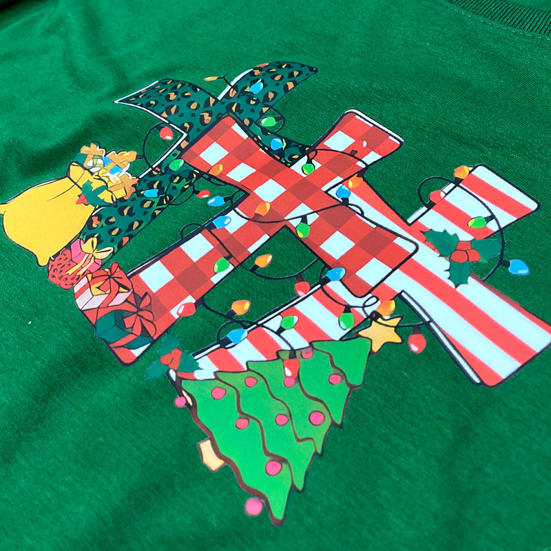 Camiseta Feminina Verde Cruz Natalina