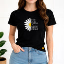 Camiseta Feminina  Preta Flor Eu Sou Filha De Deus 