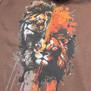 Moletom Canguru Com Capuz Marrom Dois Leões