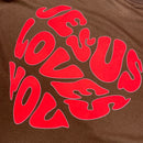 Oversized Marrom Full Coração Jesus Loves You