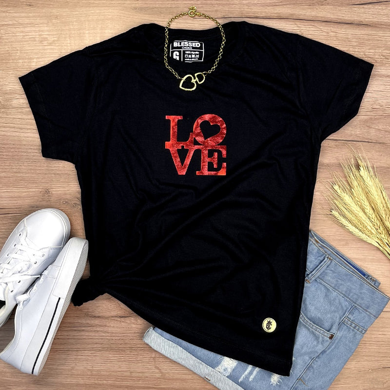 Camiseta Feminina Preta Love
