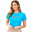 Camiseta Feminina Turquesa Blessed Glitter Pink Aplique
