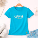 Camiseta Feminina Turquesa Jesus Best Gift Ever Veludo