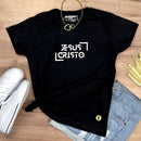 Camiseta Feminina Preta Jesus Cristo Holográfico