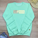Moletom Verde Menta Aplique Jesus Glitter Dourado
