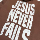 Moletom Canguru Com Capuz Marrom Jesus Never Fails