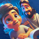 T-Shirt Infantil Azul Amigo Jesus