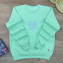 Moletom Menta Aplique Coração Jesus