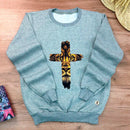 Moletom Cinza Cruz Leão Dourado