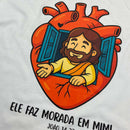 T-Shirt Infantil Off White Ele Faz Morada Em Mim!