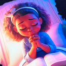 T-Shirt Infantil Preta Menina Orando Bíblia