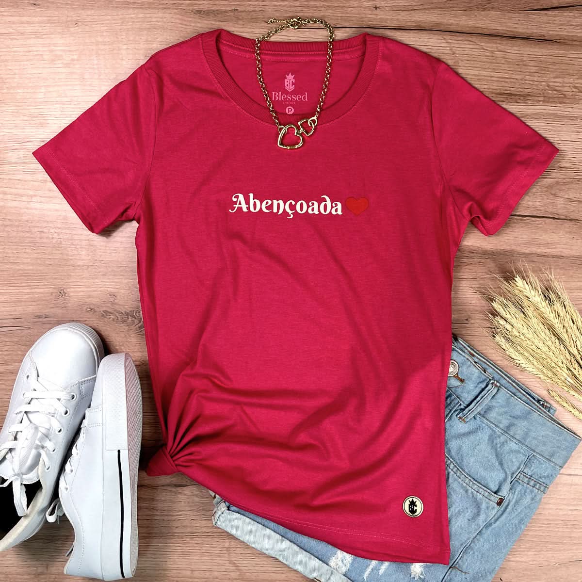 Camiseta Feminina Pink Abençoada