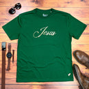 Camiseta Masculina Verde Jesus Dourado