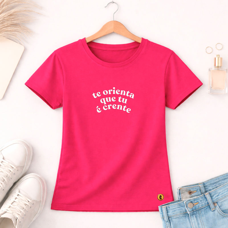 Camiseta Feminina Pink Te Orienta Que tu é Crente