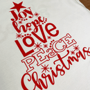 T-Shirt Infantil Branca Árvore Joy Hope Love Peace Christmas