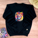 Moletom Preto Leão Colorido