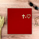 Camiseta Feminina Vermelha Cruz Igual Coração Dourado