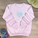 Moletom Rosa Aplique Coração Jesus