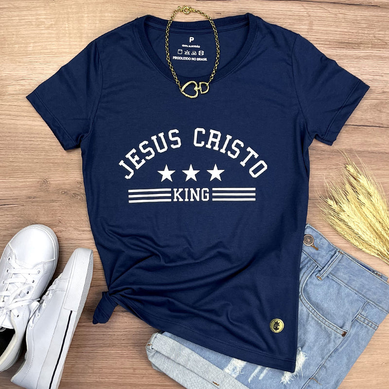 Camiseta Feminina Azul Jesus Cristo King