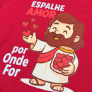T-Shirt Infantil Vermelha Espalhe Amor Por Onde For