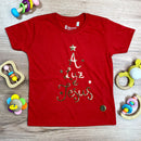 T-Shirt Infantil Vermelha A Luz é Jesus Dourado