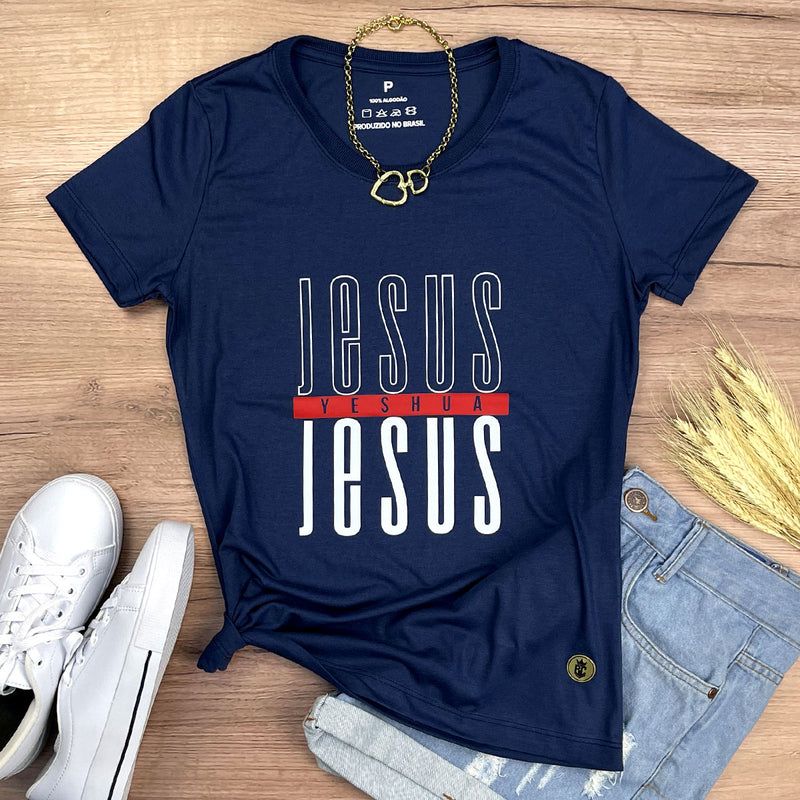 Camiseta Feminina Azul Jesus Yeshua