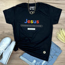 Camiseta Feminina Preta Jesus Se me buscarem de todo coração, me encontrarão
