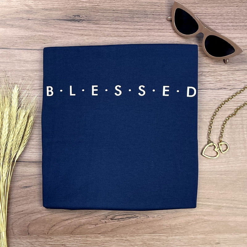 Camiseta Feminina Azul B.L.E.S.S.E.D