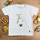 T-Shirt Infantil Branca Fé Coração Dourado