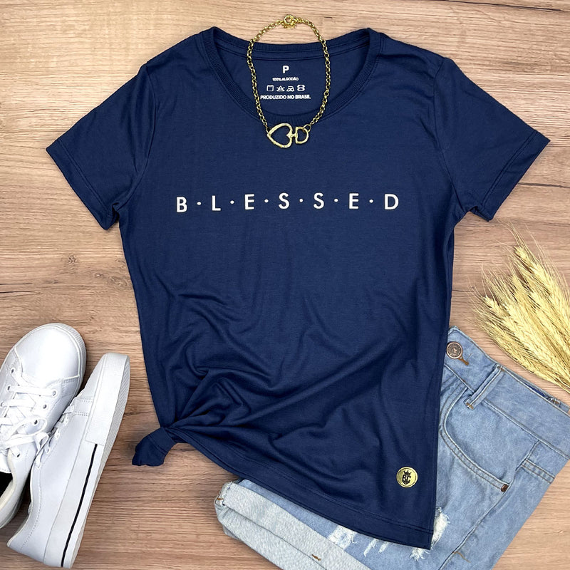Camiseta Feminina Azul B.L.E.S.S.E.D