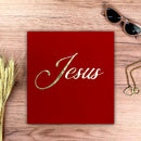 Camiseta Feminina Vermelha Jesus Dourado