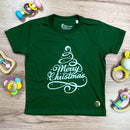 T-Shirt Infantil Verde Árvore Merry Christmas